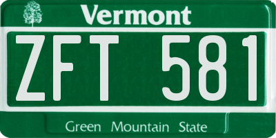 VT license plate ZFT581