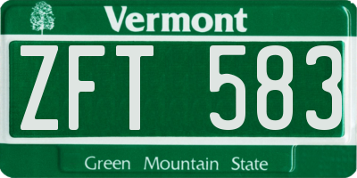 VT license plate ZFT583