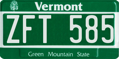 VT license plate ZFT585