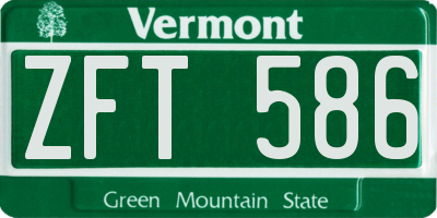 VT license plate ZFT586
