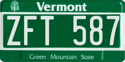 VT license plate ZFT587