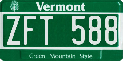 VT license plate ZFT588