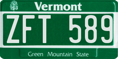 VT license plate ZFT589