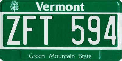 VT license plate ZFT594