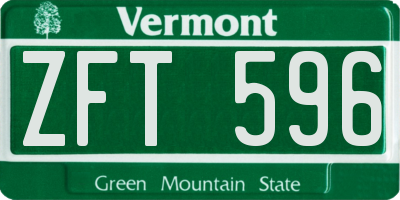 VT license plate ZFT596