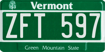 VT license plate ZFT597