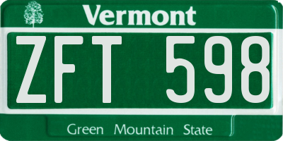VT license plate ZFT598