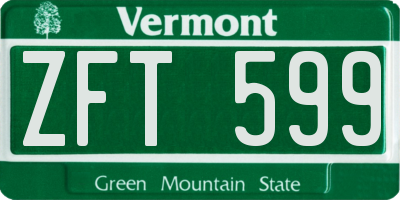 VT license plate ZFT599