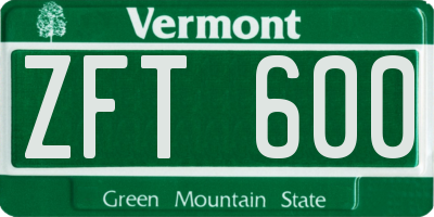 VT license plate ZFT600