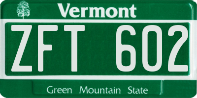 VT license plate ZFT602