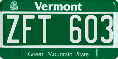 VT license plate ZFT603