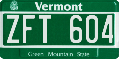 VT license plate ZFT604