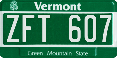 VT license plate ZFT607