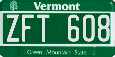 VT license plate ZFT608