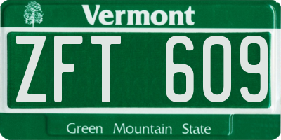 VT license plate ZFT609