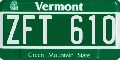 VT license plate ZFT610