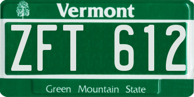 VT license plate ZFT612
