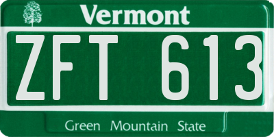 VT license plate ZFT613