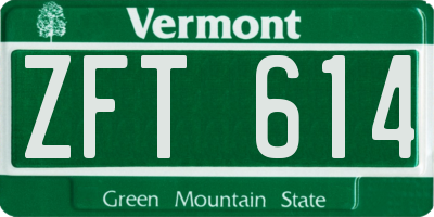 VT license plate ZFT614
