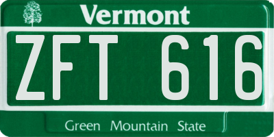 VT license plate ZFT616
