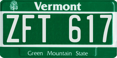 VT license plate ZFT617