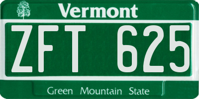 VT license plate ZFT625
