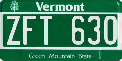 VT license plate ZFT630