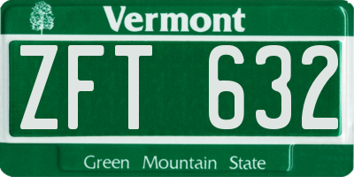 VT license plate ZFT632