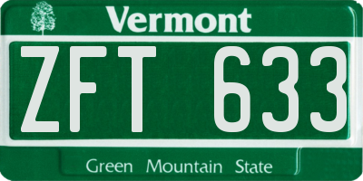 VT license plate ZFT633