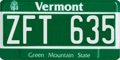 VT license plate ZFT635