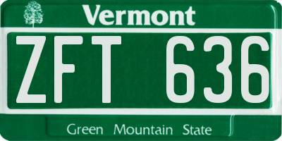 VT license plate ZFT636