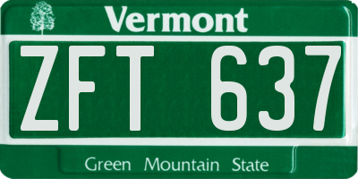 VT license plate ZFT637