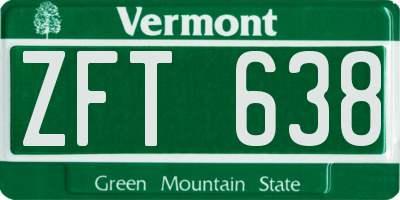 VT license plate ZFT638