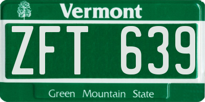 VT license plate ZFT639