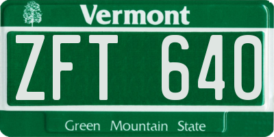 VT license plate ZFT640
