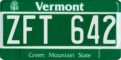 VT license plate ZFT642