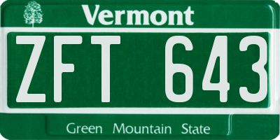 VT license plate ZFT643