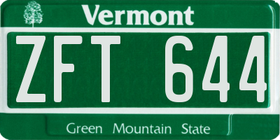 VT license plate ZFT644