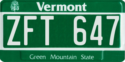 VT license plate ZFT647