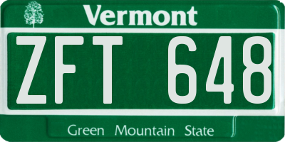 VT license plate ZFT648