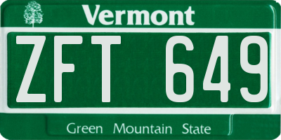 VT license plate ZFT649