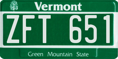 VT license plate ZFT651
