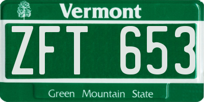 VT license plate ZFT653