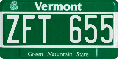VT license plate ZFT655