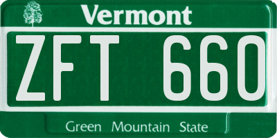 VT license plate ZFT660