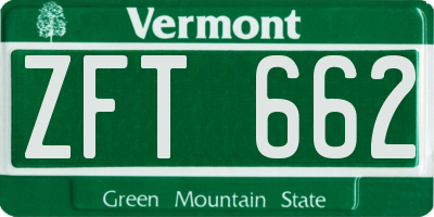 VT license plate ZFT662