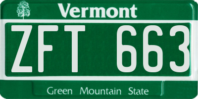 VT license plate ZFT663