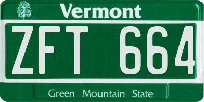 VT license plate ZFT664