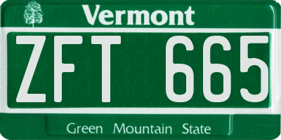 VT license plate ZFT665