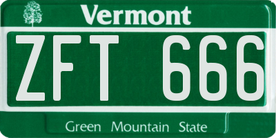 VT license plate ZFT666